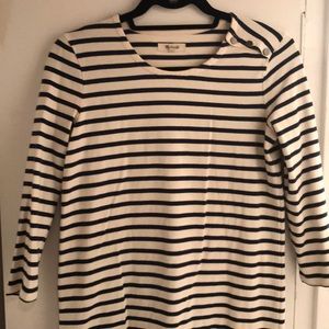 Madewell Striped Dress with shoulder epaulettes